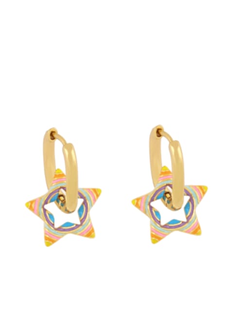 CC Brass Enamel Star Cute Huggie Earring 2