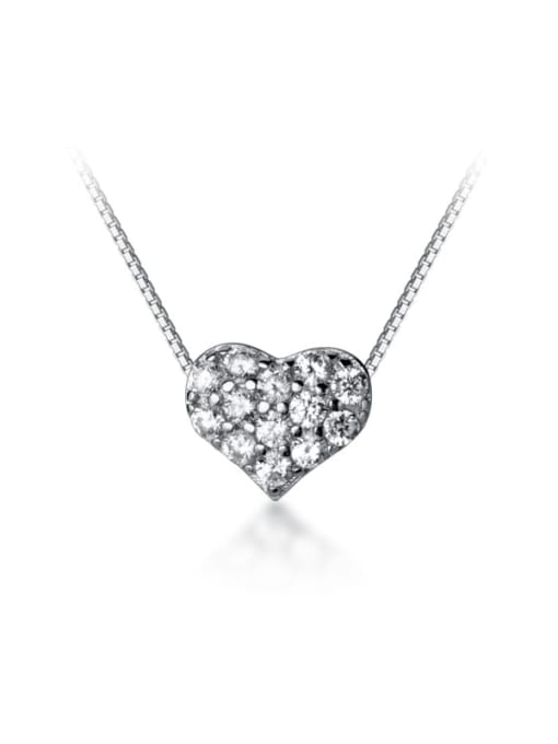 Rosh 925 Sterling Silver Cubic Zirconia white Heart Necklace 3