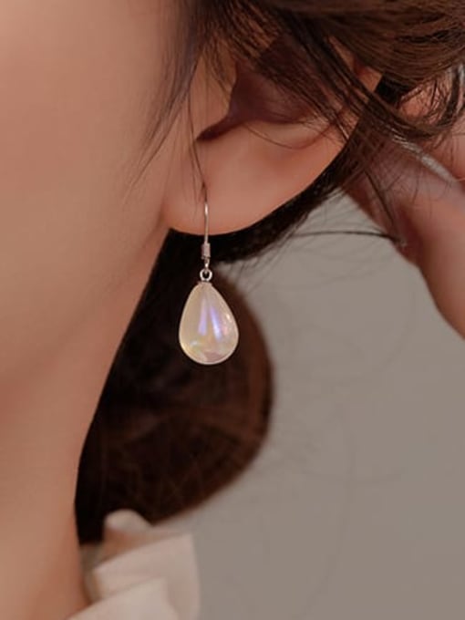 BeiFei Minimalism Silver 925 Sterling Silver Water Drop Minimalist Hook Earring 1