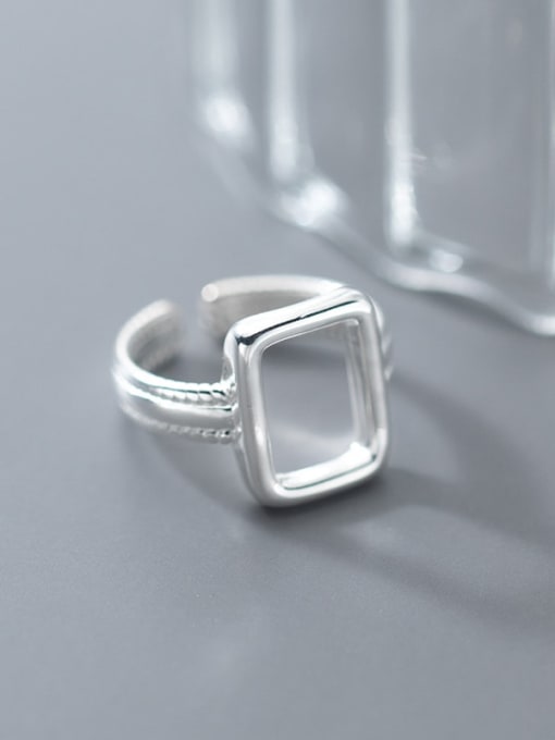 Rosh 925 Sterling Silver Hollow Geometric Minimalist Band Ring 1