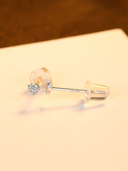 CCUI 925 Sterling Silver Cubic Zirconia Heart Minimalist Stud Earring 3