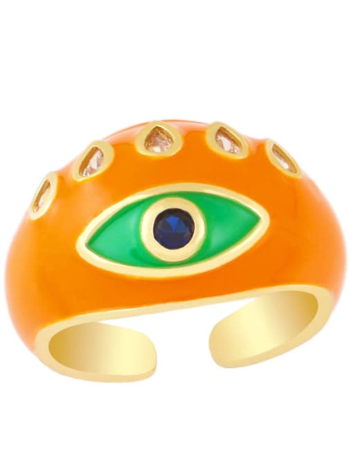 orange Brass Enamel Evil Eye Vintage Band Ring