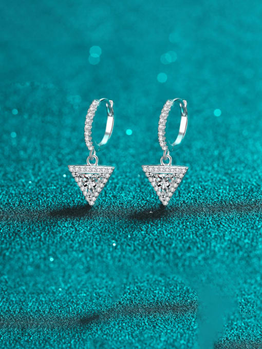 MOISS 925 Sterling Silver Moissanite Triangle Dainty Huggie Earring