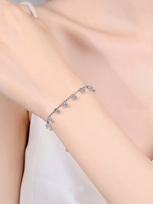 MOISS 925 Sterling Silver Moissanite Geometric Dainty Link Bracelet 1