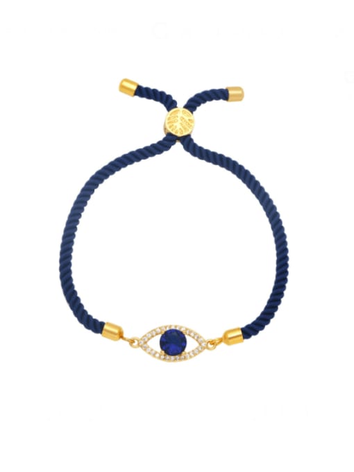 blue Brass Cubic Zirconia Weave Evil Eye  Trend Adjustable Bracelet