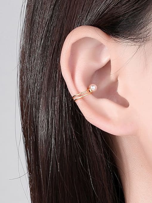CCUI 925 Sterling Silver Imitation Pearl Geometric Minimalist Single Earring 1