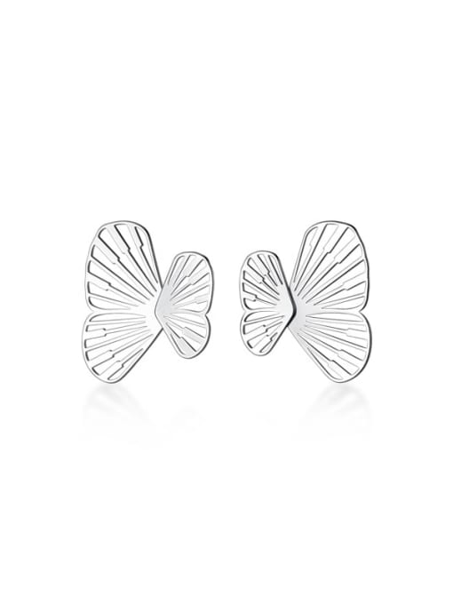 Rosh 925 Sterling Silver Hollow Butterfly Minimalist Stud Earring 0