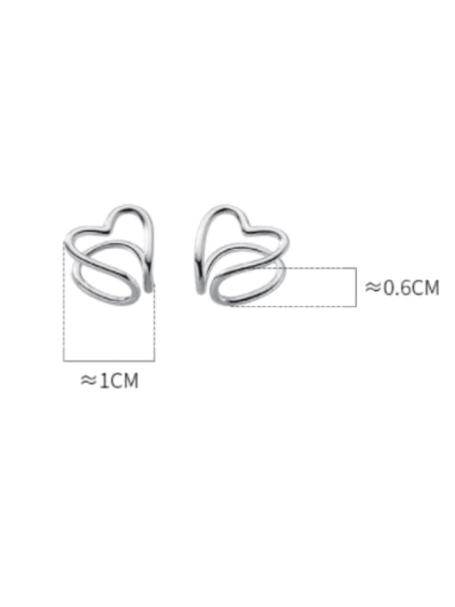 Rosh 925 Sterling Silver Heart Minimalist Clip Earring 2
