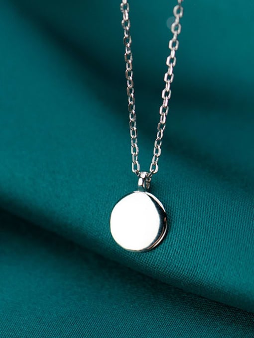 Rosh 925 sterling silver simple fashion Smooth Round Pendant Necklace 1