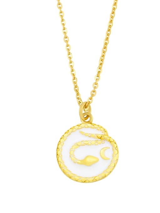 CC Brass Enamel Letter Minimalist Heart Pendant Necklace