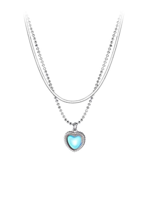 Rosh 925 Sterling Silver Heart Minimalist Multi Strand Necklace