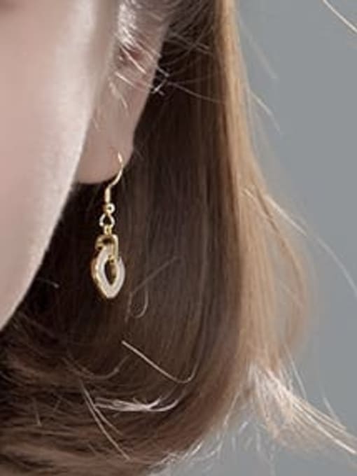 Rosh 925 Sterling Silver Shell Geometric Minimalist Hook Earring 1