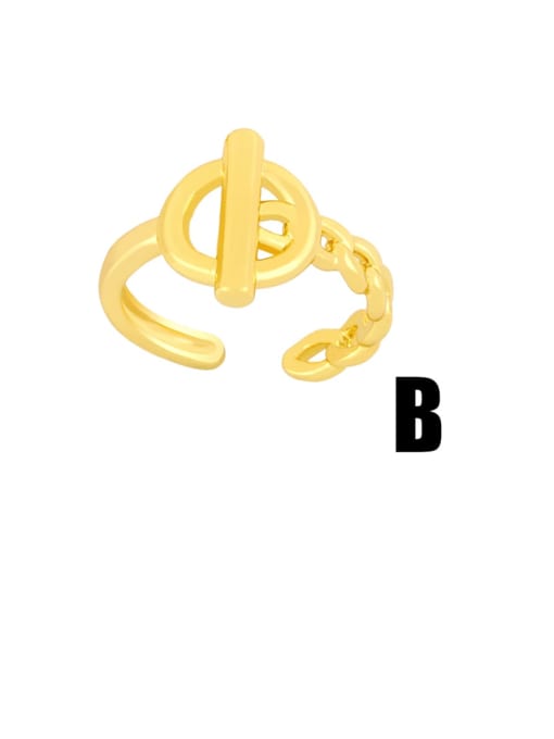 B Brass Hollow Geometric Minimalist Band Ring