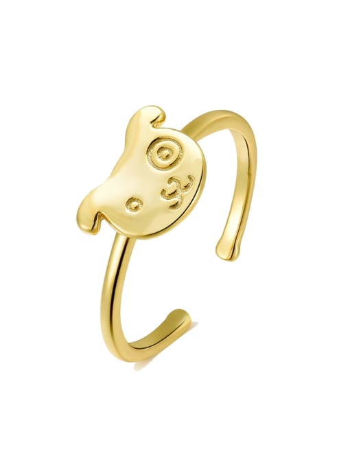 Gold Dog Ring 925 Sterling Silver  Cute Dog Band Ring