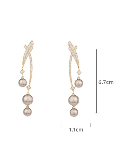 Luxu Brass Imitation Pearl Geometric Minimalist Cluster Earring 3