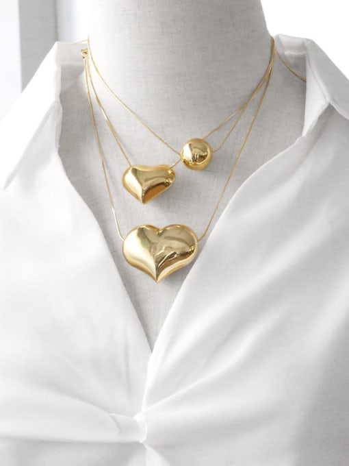 CC Brass Smooth Heart Minimalist Necklace 2