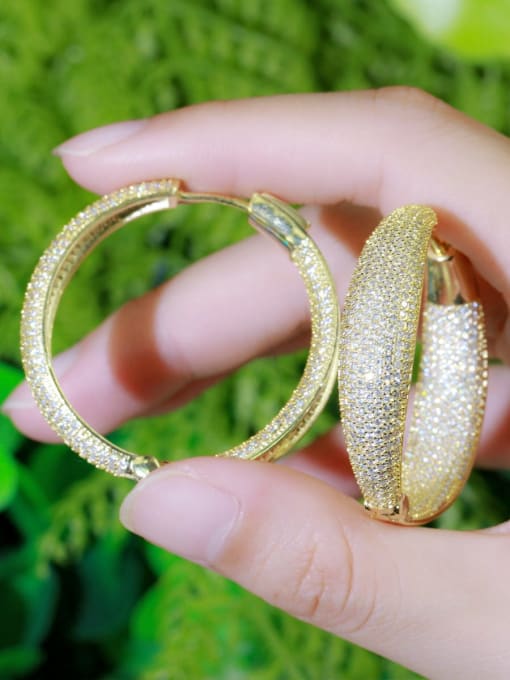 L.WIN Brass Cubic Zirconia Geometric Luxury Huggie Earring 2