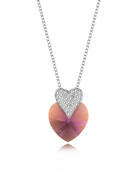 JYXZ 007 (purple) 925 Sterling Silver Austrian Crystal Heart Classic Necklace