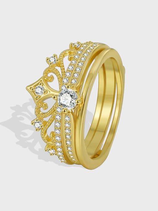 CHARME Brass Cubic Zirconia Crown Minimalist Stackable Ring 1