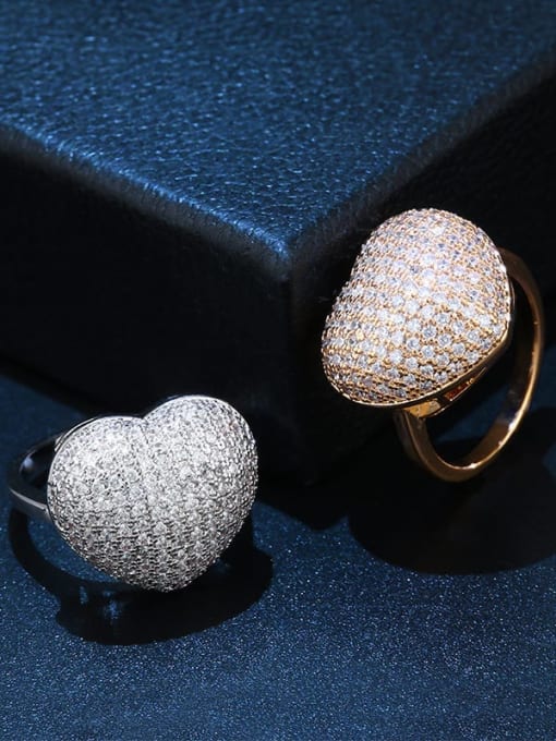 CC Brass Cubic Zirconia Heart Statement Cocktail Ring 3