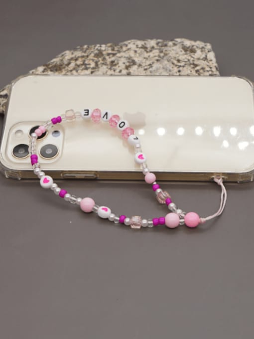 QT K210109A Imitation Pearl Multi Color Acrylic Weave Bohemia Mobile Phone Accessories