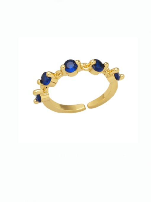 Dark blue Brass Cubic Zirconia Geometric Vintage Band Ring