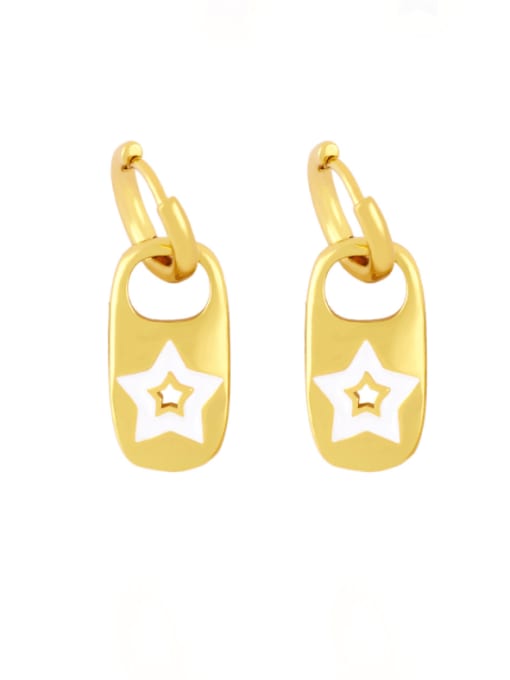 CC Brass Enamel Star Minimalist Huggie Earring 3