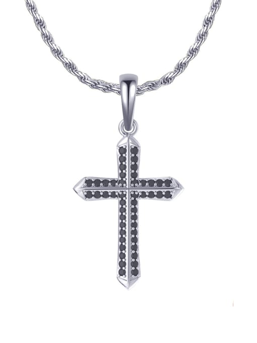 Platinum, single pendant 925 Sterling Silver Cubic Zirconia Cross Minimalist Regligious Necklace