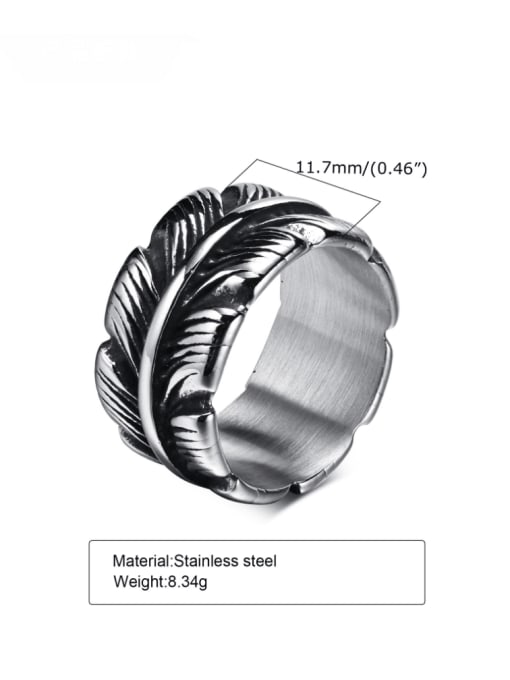 CONG Titanium Steel Feather Vintage Band Ring 2