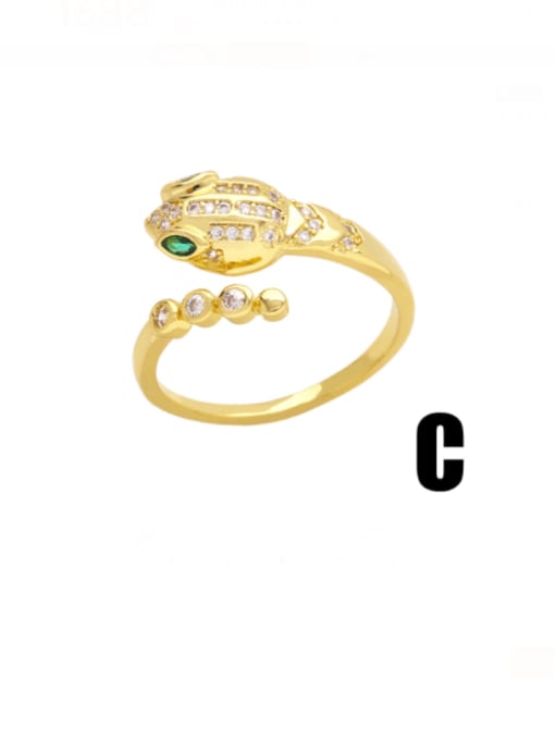 CC Brass Enamel Cubic Zirconia Snake Vintage Band Ring 3
