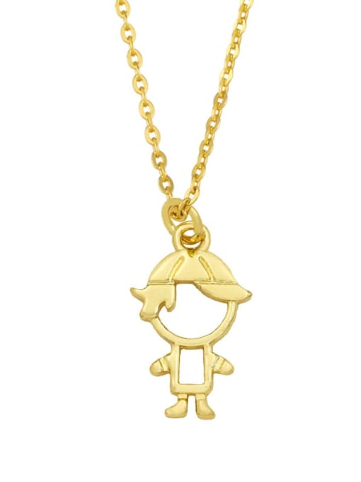 F Brass Cute Hollow  Angel Pendant Necklace