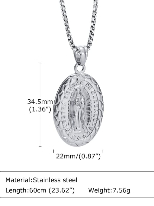 CONG Stainless steel Geometric Hip Hop  Madonna Oval Pendant Necklace 2