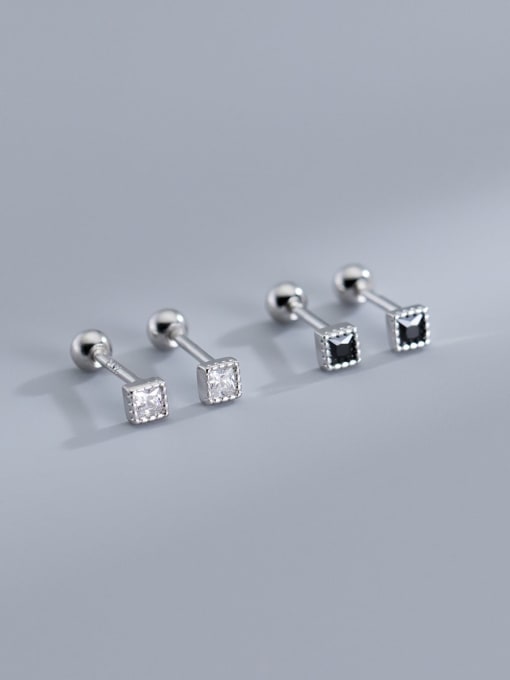 Rosh 925 Sterling Silver Cubic Zirconia Geometric Minimalist Stud Earring 0
