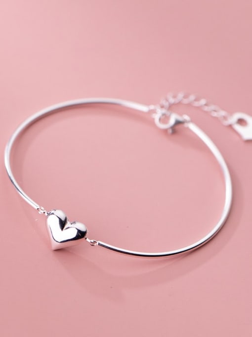 Rosh 925 Sterling Silver Heart Minimalist Bracelet