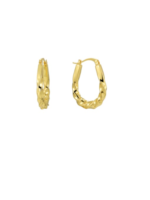 Gold Irregular Twisted Earrings Brass Geometric Minimalist Huggie Earring