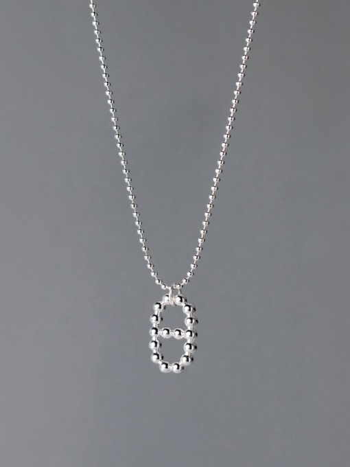 Rosh 925 Sterling Silver Bead Geometric Minimalist Necklace