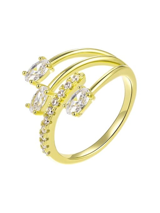 14k Gold Alloy Cubic Zirconia Geometric Dainty Stackable Ring