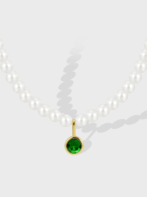 CHARME Brass Imitation Pearl Geometric Minimalist Necklace