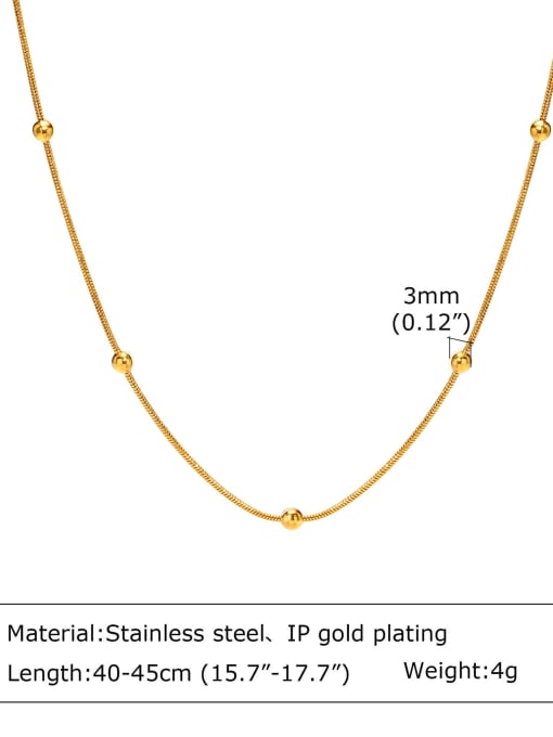 CONG Stainless steel Geometric Minimalist Bead Snake Chain Necklace 2