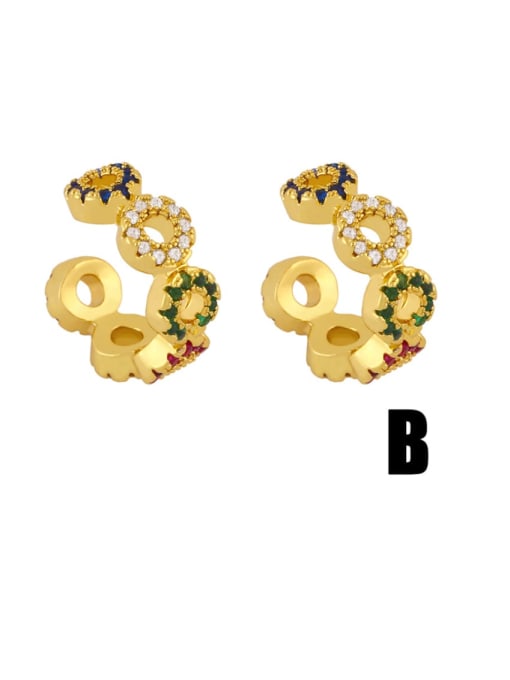 CC Brass Cubic Zirconia Geometric Ethnic Stud Earring 1