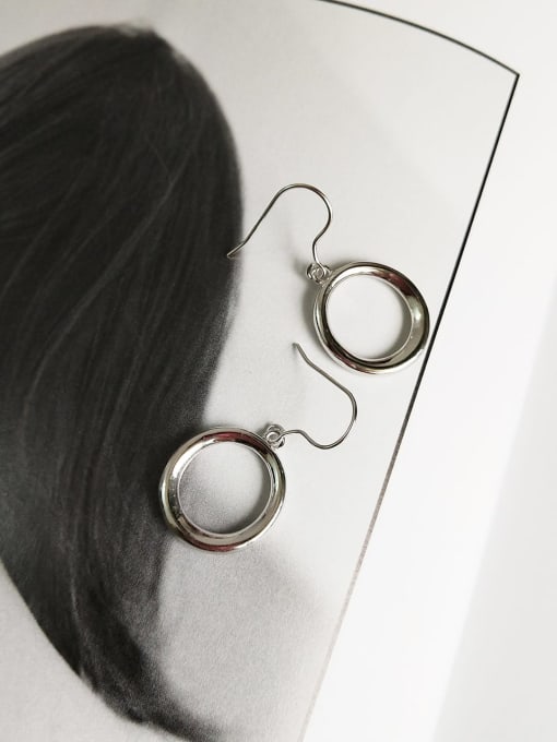 Boomer Cat 925 Sterling Silver Hollow Round Minimalist Hook Earring