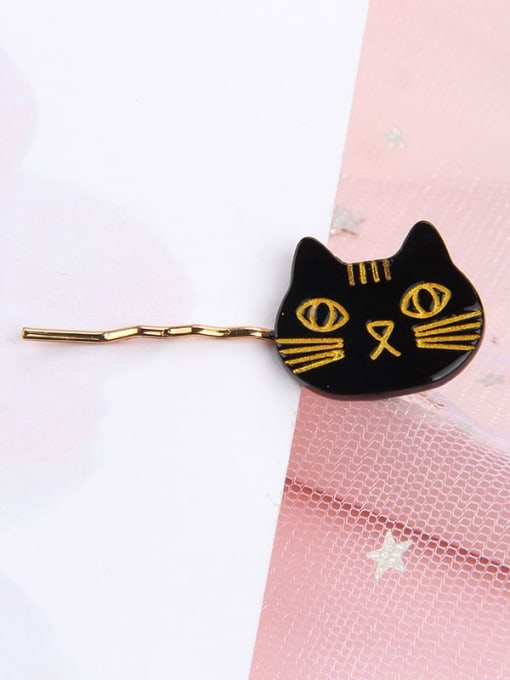 black Alloy Cellulose Acetate Cute Cat  Hair Pin