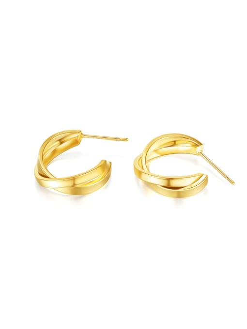 765 gold Brass Geometric Minimalist C Shape  Stud Earring