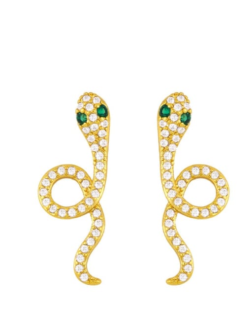 B Brass Cubic Zirconia Snake Ethnic Stud Earring