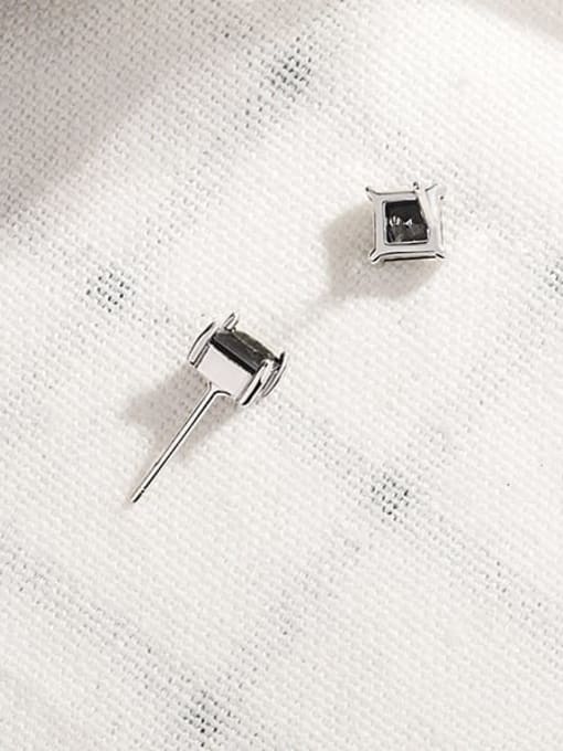 HAHN 925 Sterling Silver Cubic Zirconia Geometric Minimalist Stud Earring 4