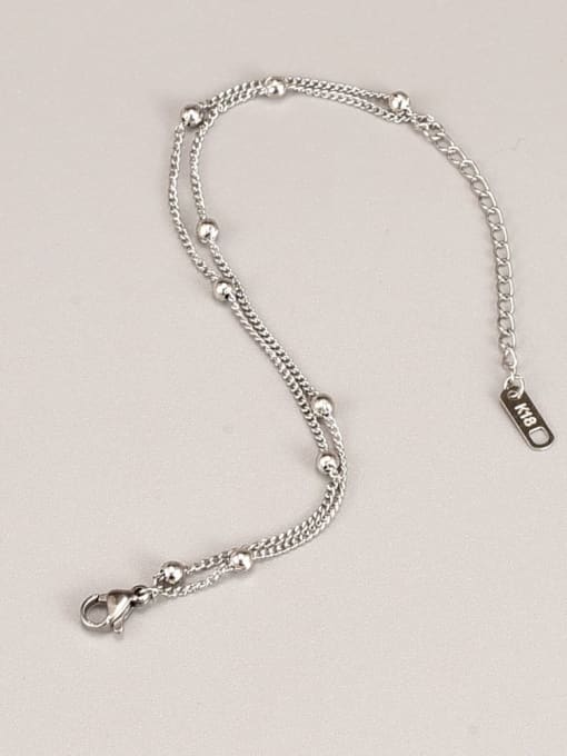 A TEEM Titanium Steel Bead Irregular Minimalist Strand Bracelet 1