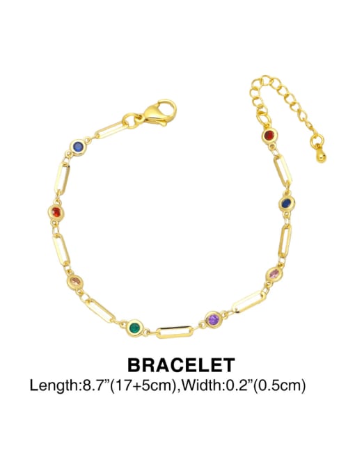 Bracelet Bohemia Heart Brass Cubic Zirconia Multi Color Bracelet and Necklace Set
