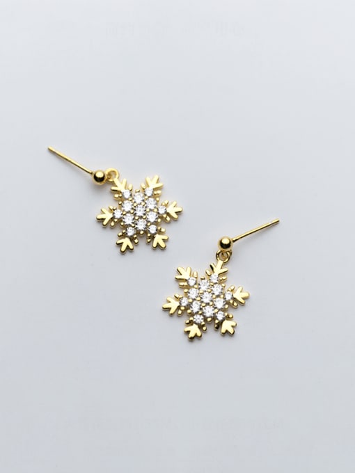 Rosh 925 Sterling Silver Cubic Zirconia Snowflakes Minimalist Christmas Drop Earring 2