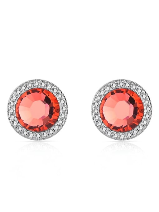 JYEH 001 (light red) 925 Sterling Silver Austrian Crystal Geometric Classic Stud Earring