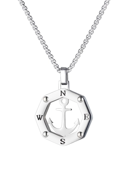 1884 Pendant (with chain) Titanium Steel Anchor Hip Hop Necklace